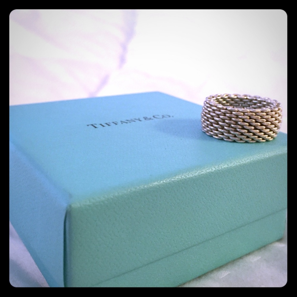 Tiffany Somerset Sterling Silver mesh ring sz6 925